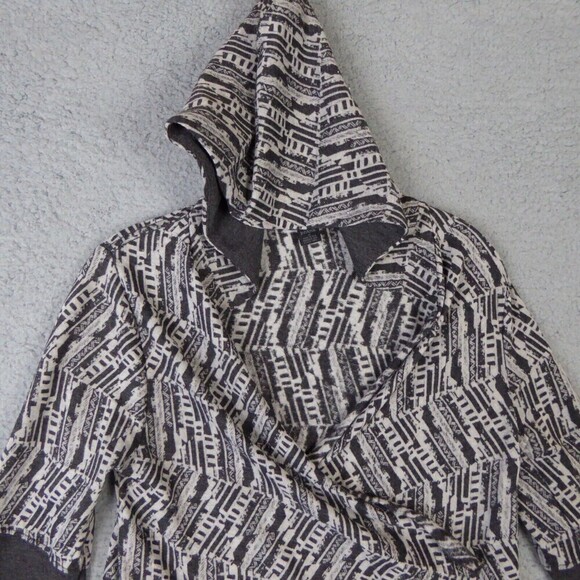 Prana Sweater Women's Medium Gray White Graceful Wrap Cardigan USA Made Breathe - Picture 2 of 11